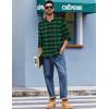 imageCOOFANDY Mens Casual Long Sleeve Button Up Plaid Flannel Shirt Jacket with PocketBuffalo Black Green