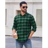 imageCOOFANDY Mens Casual Long Sleeve Button Up Plaid Flannel Shirt Jacket with PocketBuffalo Black Green