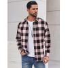 imageCOOFANDY Mens Casual Long Sleeve Button Up Plaid Flannel Shirt Jacket with PocketBuffalo Black Pink