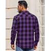 imageCOOFANDY Mens Casual Long Sleeve Button Up Plaid Flannel Shirt Jacket with PocketBuffalo Black Purple