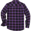 imageCOOFANDY Mens Casual Long Sleeve Button Up Plaid Flannel Shirt Jacket with PocketBuffalo Black Purple