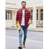 imageCOOFANDY Mens Casual Long Sleeve Button Up Plaid Flannel Shirt Jacket with PocketBuffalo Black Red