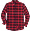 imageCOOFANDY Mens Casual Long Sleeve Button Up Plaid Flannel Shirt Jacket with PocketBuffalo Black Red