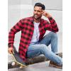 imageCOOFANDY Mens Casual Long Sleeve Button Up Plaid Flannel Shirt Jacket with PocketBuffalo Black Red