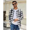imageCOOFANDY Mens Casual Long Sleeve Button Up Plaid Flannel Shirt Jacket with PocketBuffalo Black White