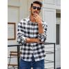 imageCOOFANDY Mens Casual Long Sleeve Button Up Plaid Flannel Shirt Jacket with PocketBuffalo Black White