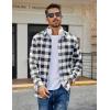 imageCOOFANDY Mens Casual Long Sleeve Button Up Plaid Flannel Shirt Jacket with PocketBuffalo Black White