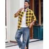 imageCOOFANDY Mens Casual Long Sleeve Button Up Plaid Flannel Shirt Jacket with PocketBuffalo Black Yellow