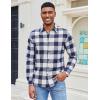 imageCOOFANDY Mens Casual Long Sleeve Button Up Plaid Flannel Shirt Jacket with PocketBuffalo Blue White