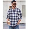 imageCOOFANDY Mens Casual Long Sleeve Button Up Plaid Flannel Shirt Jacket with PocketBuffalo Blue White