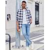 imageCOOFANDY Mens Casual Long Sleeve Button Up Plaid Flannel Shirt Jacket with PocketBuffalo Blue White