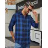imageCOOFANDY Mens Casual Long Sleeve Button Up Plaid Flannel Shirt Jacket with PocketPlaid  Black Blue