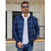 imageCOOFANDY Mens Casual Long Sleeve Button Up Plaid Flannel Shirt Jacket with PocketPlaid  Black Blue