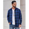 imageCOOFANDY Mens Casual Long Sleeve Button Up Plaid Flannel Shirt Jacket with PocketPlaid  Black Blue