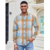 imageCOOFANDY Mens Casual Long Sleeve Button Up Plaid Flannel Shirt Jacket with PocketPlaid  Khaki Blue