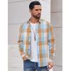imageCOOFANDY Mens Casual Long Sleeve Button Up Plaid Flannel Shirt Jacket with PocketPlaid  Khaki Blue