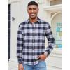 imageCOOFANDY Mens Casual Long Sleeve Button Up Plaid Flannel Shirt Jacket with PocketPlaid  Navy White