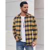 imageCOOFANDY Mens Casual Long Sleeve Button Up Plaid Flannel Shirt Jacket with PocketPlaid  Navy Yellow