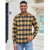 imageCOOFANDY Mens Casual Long Sleeve Button Up Plaid Flannel Shirt Jacket with PocketPlaid  Navy Yellow