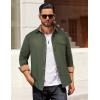 imageCOOFANDY Mens Flannel Long Sleeve Button Down Casual Plaid Shirt With PocketArmy Green