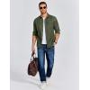 imageCOOFANDY Mens Flannel Long Sleeve Button Down Casual Plaid Shirt With PocketArmy Green