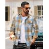 imageCOOFANDY Mens Flannel Long Sleeve Button Down Casual Plaid Shirt With PocketBlue Brown Plaid