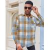 imageCOOFANDY Mens Flannel Long Sleeve Button Down Casual Plaid Shirt With PocketBlue Brown Plaid
