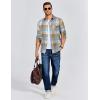 imageCOOFANDY Mens Flannel Long Sleeve Button Down Casual Plaid Shirt With PocketBlue Brown Plaid