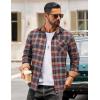 imageCOOFANDY Mens Flannel Long Sleeve Button Down Casual Plaid Shirt With PocketBlue Brown Red Plaid