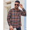 imageCOOFANDY Mens Flannel Long Sleeve Button Down Casual Plaid Shirt With PocketBlue Brown Red Plaid