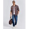 imageCOOFANDY Mens Flannel Long Sleeve Button Down Casual Plaid Shirt With PocketBlue Brown Red Plaid