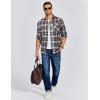 imageCOOFANDY Mens Flannel Long Sleeve Button Down Casual Plaid Shirt With PocketBrown Black White Plaid