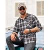 imageCOOFANDY Mens Flannel Long Sleeve Button Down Casual Plaid Shirt With PocketBrown Black White Plaid