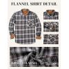 imageCOOFANDY Mens Flannel Long Sleeve Button Down Casual Plaid Shirt With PocketBrown Black White Plaid