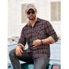 imageCOOFANDY Mens Flannel Long Sleeve Button Down Casual Plaid Shirt With PocketCedarwood Plaid