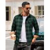 imageCOOFANDY Mens Flannel Long Sleeve Button Down Casual Plaid Shirt With PocketGreen Black Plaid