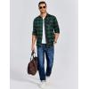 imageCOOFANDY Mens Flannel Long Sleeve Button Down Casual Plaid Shirt With PocketGreen Black Plaid