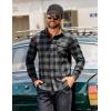 imageCOOFANDY Mens Flannel Long Sleeve Button Down Casual Plaid Shirt With PocketGrey Black Plaid