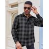 imageCOOFANDY Mens Flannel Long Sleeve Button Down Casual Plaid Shirt With PocketGrey Black Plaid