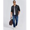 imageCOOFANDY Mens Flannel Long Sleeve Button Down Casual Plaid Shirt With PocketGrey Black Plaid