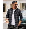 imageCOOFANDY Mens Flannel Long Sleeve Button Down Casual Plaid Shirt With PocketGrey Black Plaid