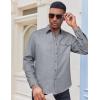 imageCOOFANDY Mens Flannel Long Sleeve Button Down Casual Plaid Shirt With PocketGrey Heather
