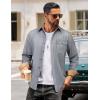imageCOOFANDY Mens Flannel Long Sleeve Button Down Casual Plaid Shirt With PocketGrey Heather