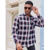 imageCOOFANDY Mens Flannel Long Sleeve Button Down Casual Plaid Shirt With PocketNavy Red White Plaid