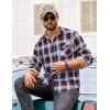 imageCOOFANDY Mens Flannel Long Sleeve Button Down Casual Plaid Shirt With PocketNavy Red White Plaid