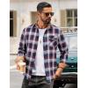 imageCOOFANDY Mens Flannel Long Sleeve Button Down Casual Plaid Shirt With PocketNavy Red White Plaid