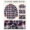imageCOOFANDY Mens Flannel Long Sleeve Button Down Casual Plaid Shirt With PocketNavy Red White Plaid