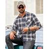 imageCOOFANDY Mens Flannel Long Sleeve Button Down Casual Plaid Shirt With PocketNavy White Beige Plaid