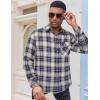 imageCOOFANDY Mens Flannel Long Sleeve Button Down Casual Plaid Shirt With PocketNavy White Beige Plaid
