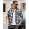 imageCOOFANDY Mens Flannel Long Sleeve Button Down Casual Plaid Shirt With PocketNavy White Beige Plaid